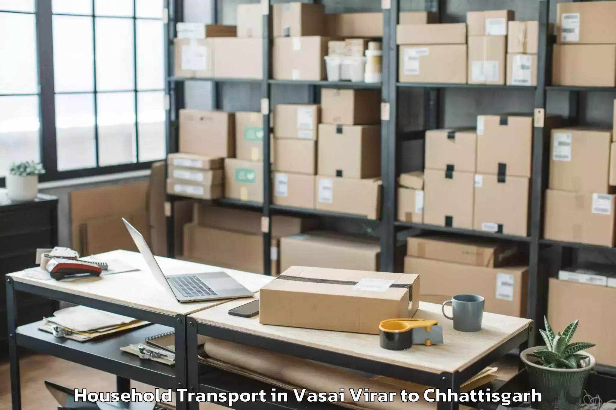 Book Vasai Virar to Bhanupratappur Household Transport Online